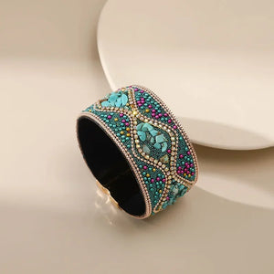 Retro Rhinestone Handmade Bracelet Punk  Women Bangle Jewelry