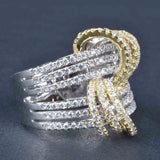 Luxury Two-tone Ring Lady Bright Anniversary Party Jewelry