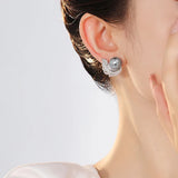 Feather wrapped up Pearl Stud Earrings for Women Bride Wedding Jewelry