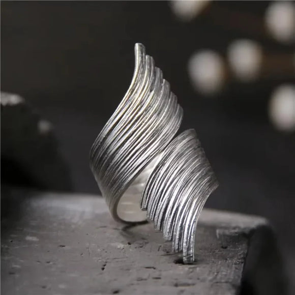 Big brushed Adjaustable Ring Silver Wedding Women Jewelry