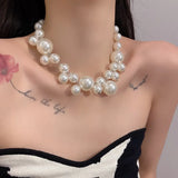 Vintage Hyperbole Pearls Necklace Collarbone Women  Jewelry