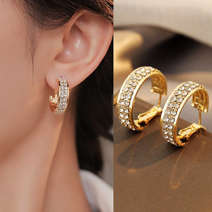 Drill Zircon Hoop Earrings For Women Anniverssary Jewelry