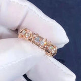 4mm Cross Diamond 10K Gold Ring Engagement band for Women Jewelry