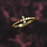 Bright Cross Zircon Ring for Women Jewelry Gold Accessories for Female