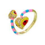 Enamel Expoxy Snake Rings For Women Zircon Party Jewelry Female
