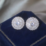 Luxury Round Zircon Earrings 14K Gold Party Women Jewelry