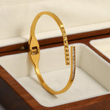 Zircon Heart Bamboo Bangle Bracelet for Women Wedding Jewelry