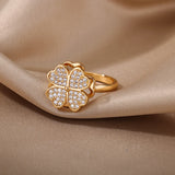 Four Leaf Clover Spinner Ring For Women Wedding Jewelry Gift