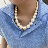 Vintage Hyperbole Pearls Necklace Collarbone Women  Jewelry