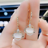 Luxury Zircon Water Drop Earrings for Women Opal Flower Jewelry