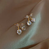 Cherry Delicate Stud Earrings For Women Cute Zircon Rhinestone Bow Bowknot Jewelry