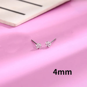 Real 925 Sterling Star Stud Earrings for Women Geometric Zircon Fine Jewelry