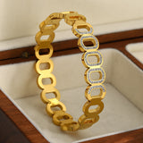 Zircon Heart Bamboo Bangle Bracelet for Women Wedding Jewelry