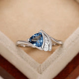 Unique Blue Zircon Ring for Women Engagement Jewelry