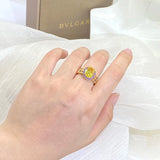 Oval Cut Citrine Art Deco Ring Yellow Gold For Women Jewelry Wedding