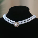 Vintage Pearl Double Layer Necklace Earrings Women Wedding Jewelry