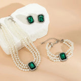 Multilayer Pearl Chain Necklace Bracelet Set for Women Wedding Jewelry Set