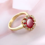 Thin Red Corundum Wedding Ring For Women Gold Eternity Jewelry