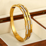 Zircon Heart Bamboo Bangle Bracelet for Women Wedding Jewelry