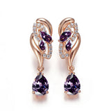 Pink Zircon Rose Gold Drop Earrings Jewelry Party Women