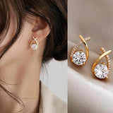 Drill Zircon Hoop Earrings For Women Anniverssary Jewelry