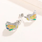 Colorful Enamel Feather Earrings for Women Exquisite Wedding Jewelry