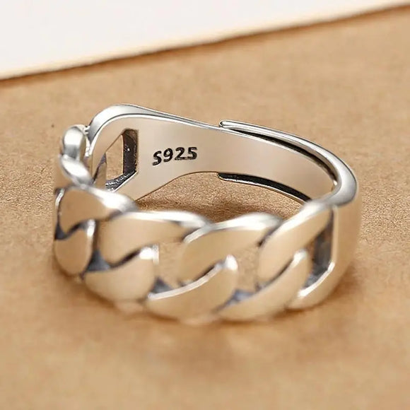 Vintage Silver Chain Ring For Women Fine Jewelry For Party Birthday Gift