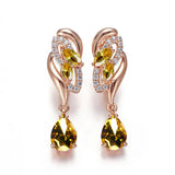 Pink Zircon Rose Gold Drop Earrings Jewelry Party Women