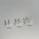 Real 925 Sterling Star Stud Earrings for Women Geometric Zircon Fine Jewelry
