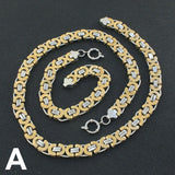 Classic Gold Jewelry Sets Necklace Bracelet Heart Earrings For Woman