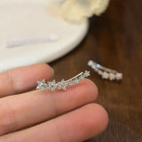 White Star Flower Climbing Earrings for Women Sliver Jewelry Gifts