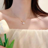 Double-layer Pearl Love Pendant Necklace Women Jewelry Wedding Party