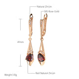 Red Natural Zircon Gold Dangle Earrings For Women Wedding Jewelry