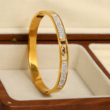 Zircon Heart Bamboo Bangle Bracelet for Women Wedding Jewelry