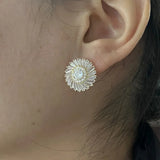 Luxury Round Zircon Earrings 14K Gold Party Women Jewelry