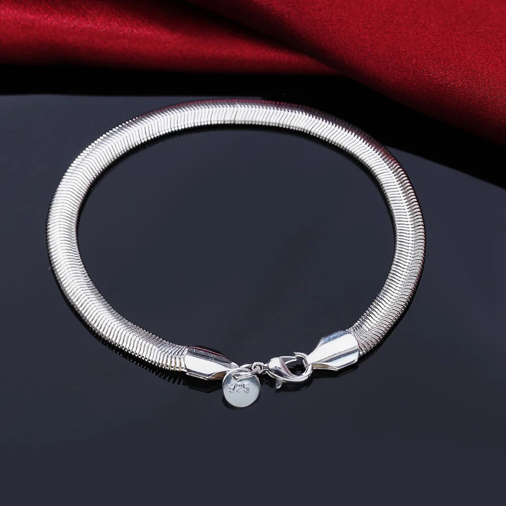 Silver Chain Solid Bracelet for Women Charm Party Gift Wedding Jewelry
