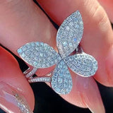 Dazzling Butterfly Full Paved Ring for Women Zircon Party Jewelry