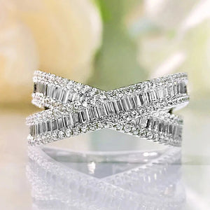 Luxury 925 Silver Diamond Ring Cross Wedding for Women Fine Jewelry