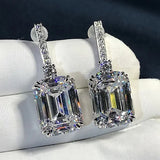 Short Drop Earrings with Flower Topaz Diamond for Women Eye Catching Party Wedding Jewelry - Genuine - Gemstone