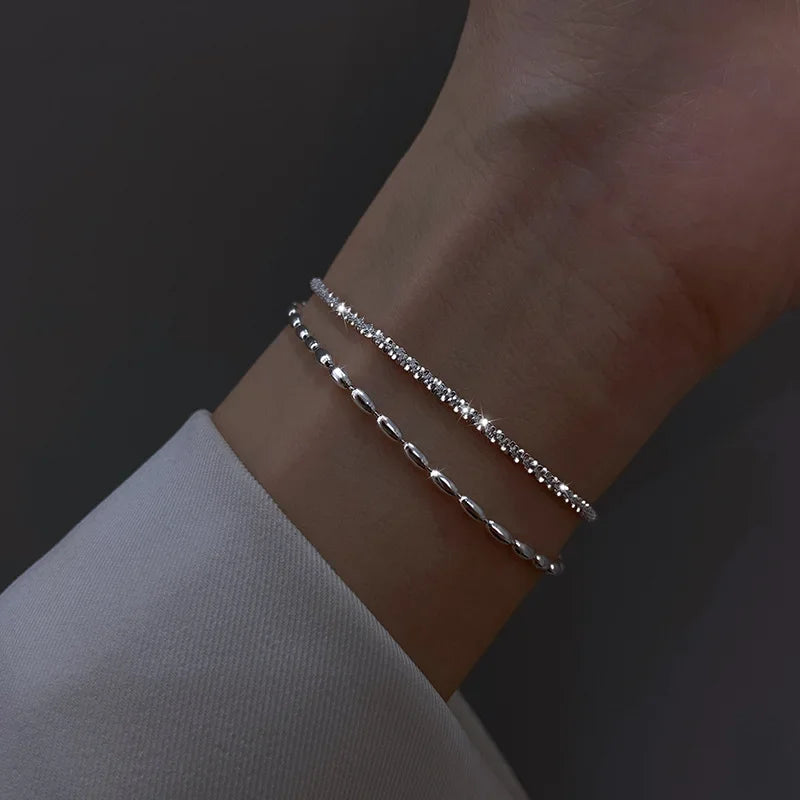 Multilayer Lucky Bead Bracelets 925 Sterling Woman Charm Party Jewelry