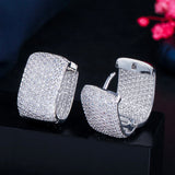 Full Bling Zircon Hoop Earrings for Women Bridal Wedding Jewelry