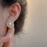 Genuine Pearl Stud Earrings Gold for Women Wedding Engagement  Jewelry