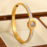 Zircon Heart Bamboo Bangle Bracelet for Women Wedding Jewelry