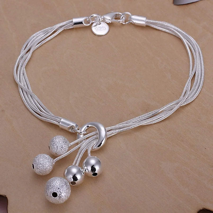 Silver Chain Solid Bracelet for Women Charm Party Gift Wedding Jewelry