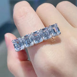 Charm White Crystal Necklace Fine Jewelry Set Ring Earring for Women Anniversary
