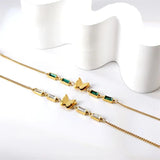 Welding Sanding Butterfly Square Bracelet Zircon Fine Jewelry Chain For Women
