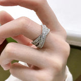 Luxury 925 Silver Diamond Ring Cross Wedding for Women Fine Jewelry