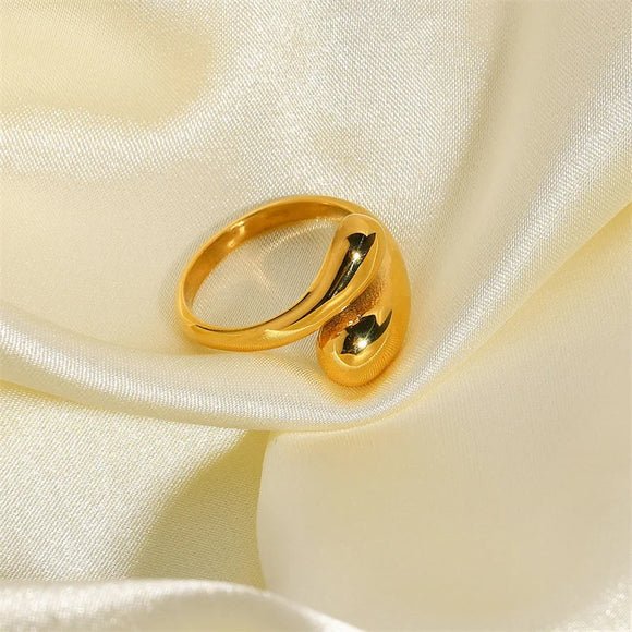 Unique Golden Water Drop Ring Women Jewelry Party Premium Gifts