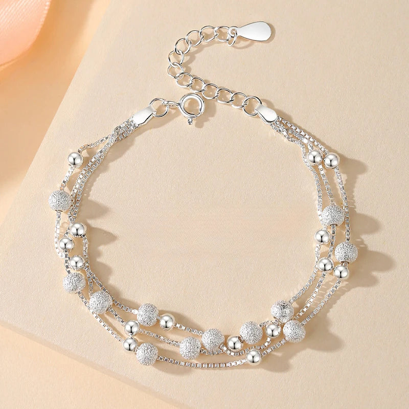 Multi-layer Lucky Bead Bracelets 925 Sterling Woman Charm Party Jewelry