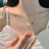 Double-layer Pearl Love Pendant Necklace Women Jewelry Wedding Party